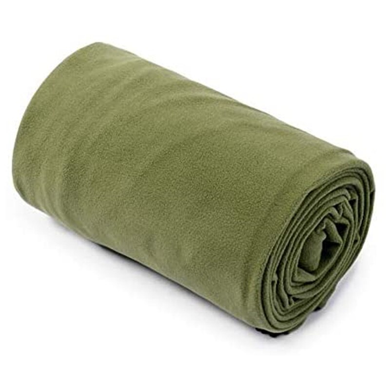 Fleece sovsäck liner reselakan camping sovsäck backpacking filt för resor, camping, vandring, utomhusaktiviteter: Armégrön