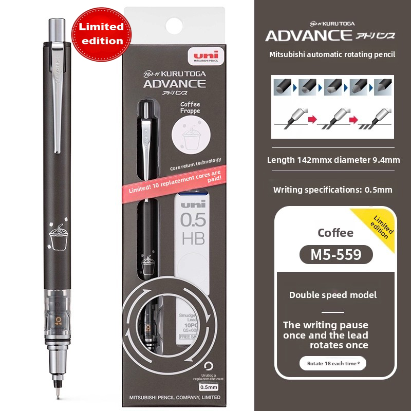 Uni Mechanical Pencil Japanese illustration Style Kurutoga Advance M5-559 M7-559 M3-559 Limited Edition Automatic Writing Pen