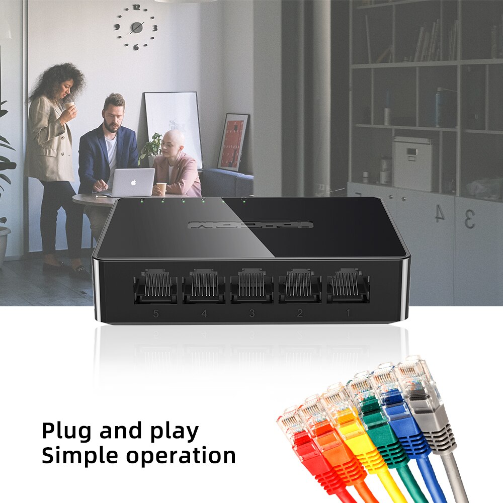 IP-COM 5 Port Gigabit Switch 10/100/1000Mbps RJ45 LAN Ethernet Fast Desktop Network Switching Hub Shunt