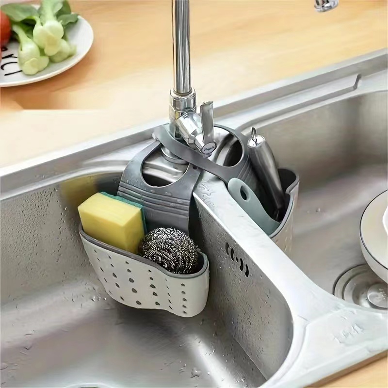 Panier de rangement suspendu pour évier de cuisine, éponge de vaisselle en plastique, sac suspendu, égouttoir de piscine, support de rangement, panier de vidange de robinet