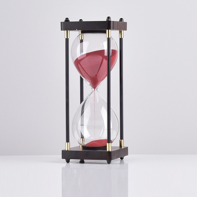 Platz Holz Unten Glas Sanduhr 30 Minuten Zeit Timer Hause Ornamente Sanduhr Küche Stunde Meter Blau Sand Uhr freundlicher: Holz rot