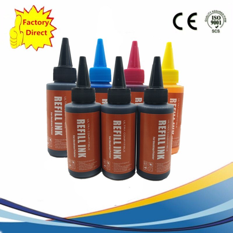 Di alta Qualità Universale Dye Ricarica Vestito di Inchiostro Della Stampante A Getto D'inchiostro: 1SET 3BK 7X100ML
