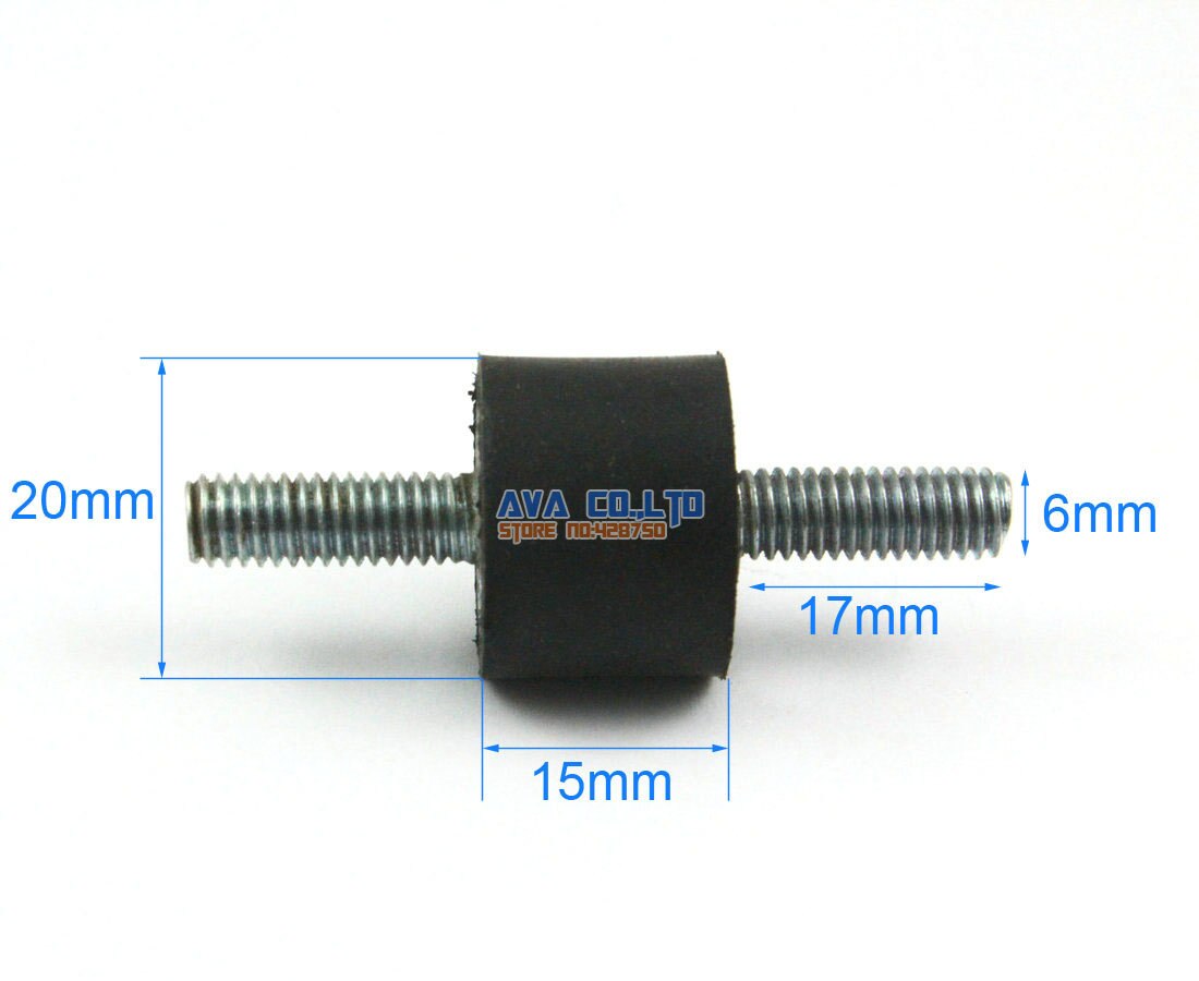 5 Silentblocs Caoutchouc Mâle-mâle 20mm H 15mm M6 - Double Vis, Neufs, Marque Rps