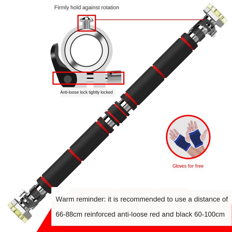 60-130CM Door Horizontal Bars Steel Adjustable Training Bars For Home Gym Workout Pull Up Chin Up Sit Up Bar Fitness Equipment: Dark Gray