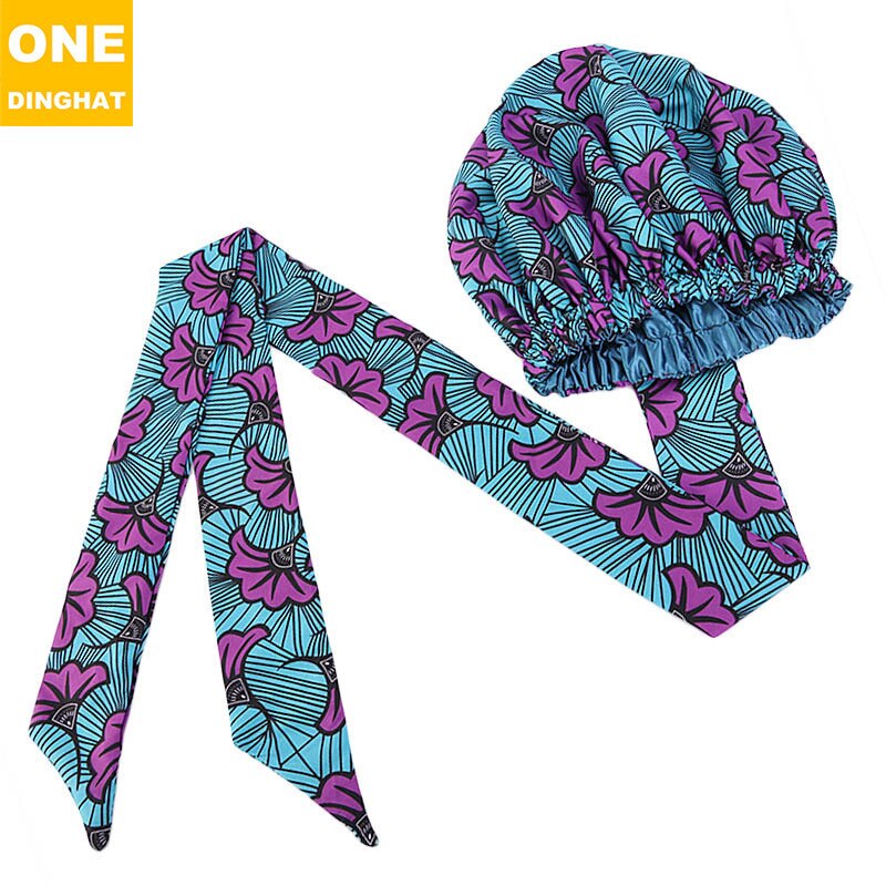 Grand couvre-chef africain Ankara en Satin pour femmes noires, couvre-chef de soins infirmiers, prêt à porter, chimio: T