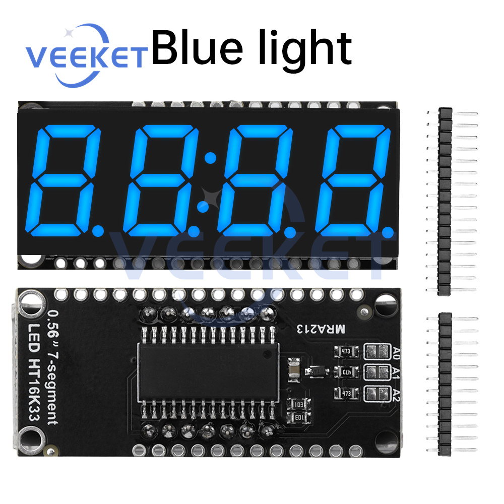 Display with Clock Module 0.56-inch 4-Digit 7-Segment HT16K33 Driver Green Red White Yellow Blue LED Indicator Display: WHEAT