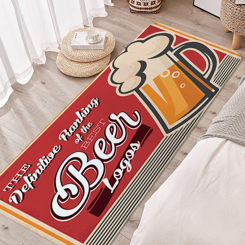 Non-slip Foot Mat Beer Room Decorating Items Carpet for Kitchen Floor Hallway Treadmill Living Room Flannel Bathmat Custom Rug