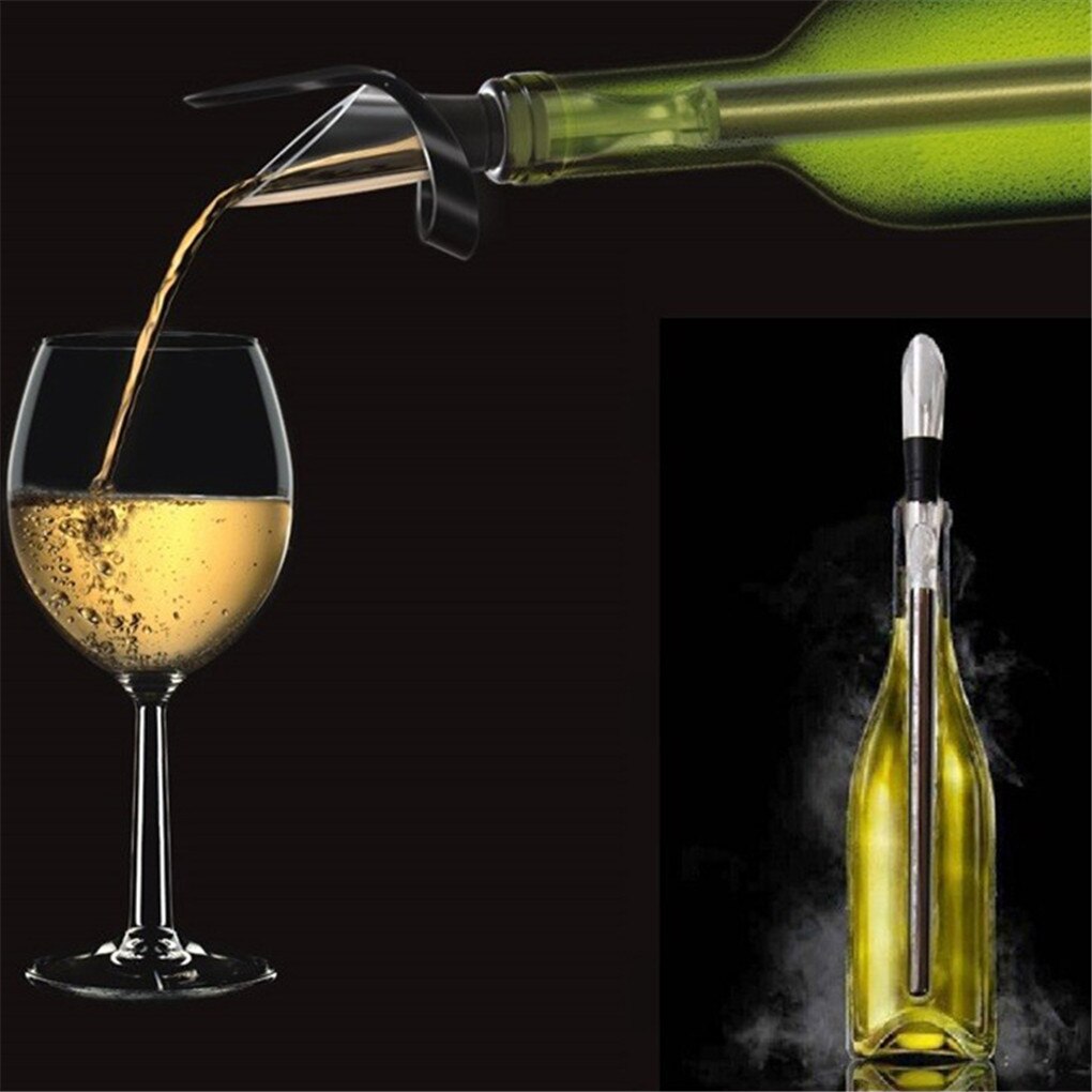 Stainless Steel Ice Wine Chiller Stick With Wine Pourer Wine Cooling Stick Cooler Beer Beverage Frozen Stick Ice Cool Bar Tool