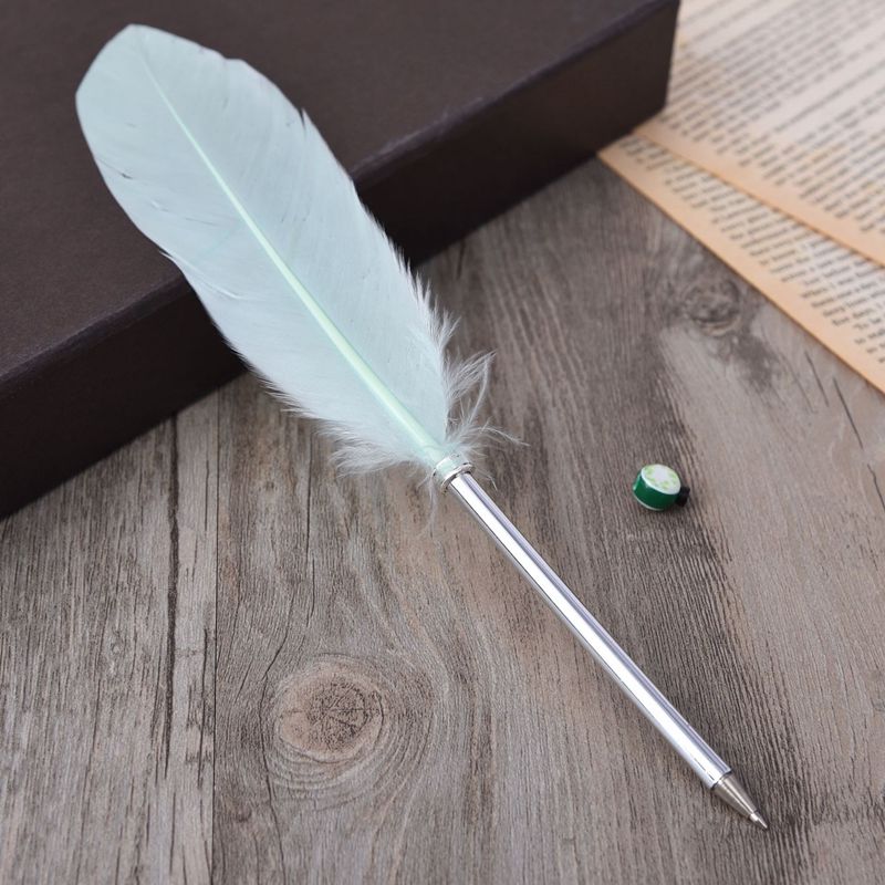 1pc Multicolour Feather Pens Guest Signing Business Ball Pen Paint By Number Pen Wedding Reception Quill AAA0361: Light Green