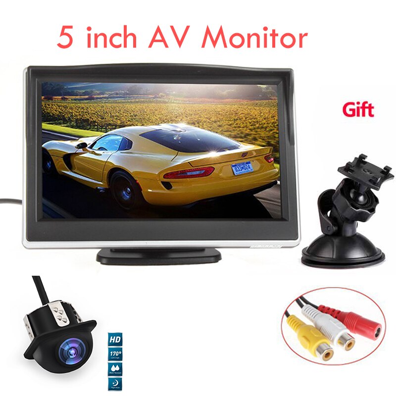 5 inch TFT LCD Screen Car Monitor HD800*480 Reversing Parking Monitor with 2 Video Input For Reverse Rearview Camera: Silver 5 inch 1661