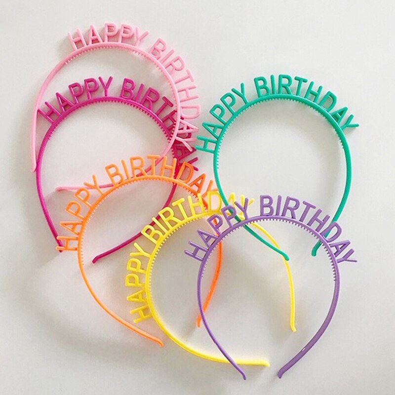 Diadema de feliz cumpleaños para niña, sombrero colorido para de cumpleaños, Macaron, 6 unids/paquete