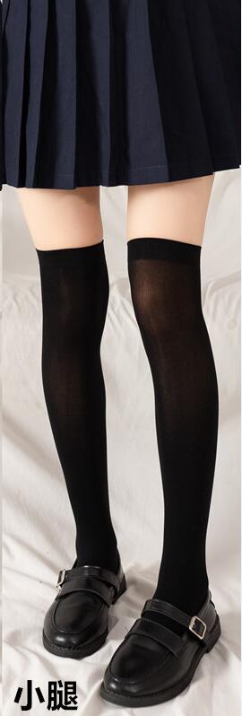 Calcetines largos hasta la rodilla para niña, medias de seda de nailon para mujer, color blanco y negro, para verano, todas las estaciones: Black Socks 3