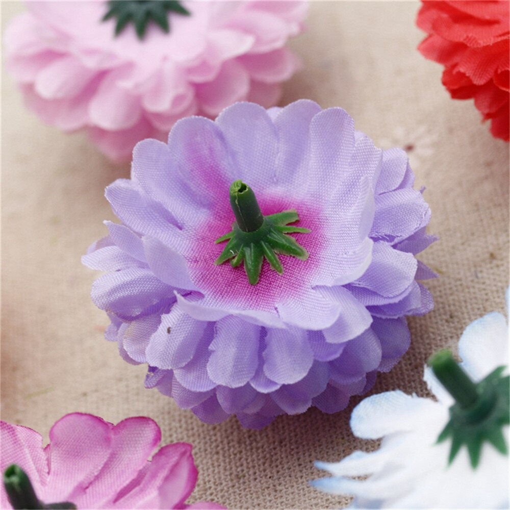 Chenap-pompon à œillet artificiel en soie | Tête de fleurs pour décoration de voiture de mariage, fournitures de fleuriste décoratives diy, fleurs