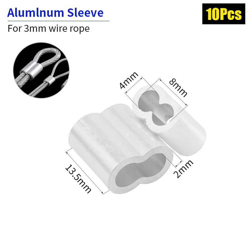 SS304 Rvs Zonnescherm Netten Installatie Accessoires Telescopische Golf Netto Setting Tool Draad Touw Buisklem Katrol Onderdelen: 3mm sleeve