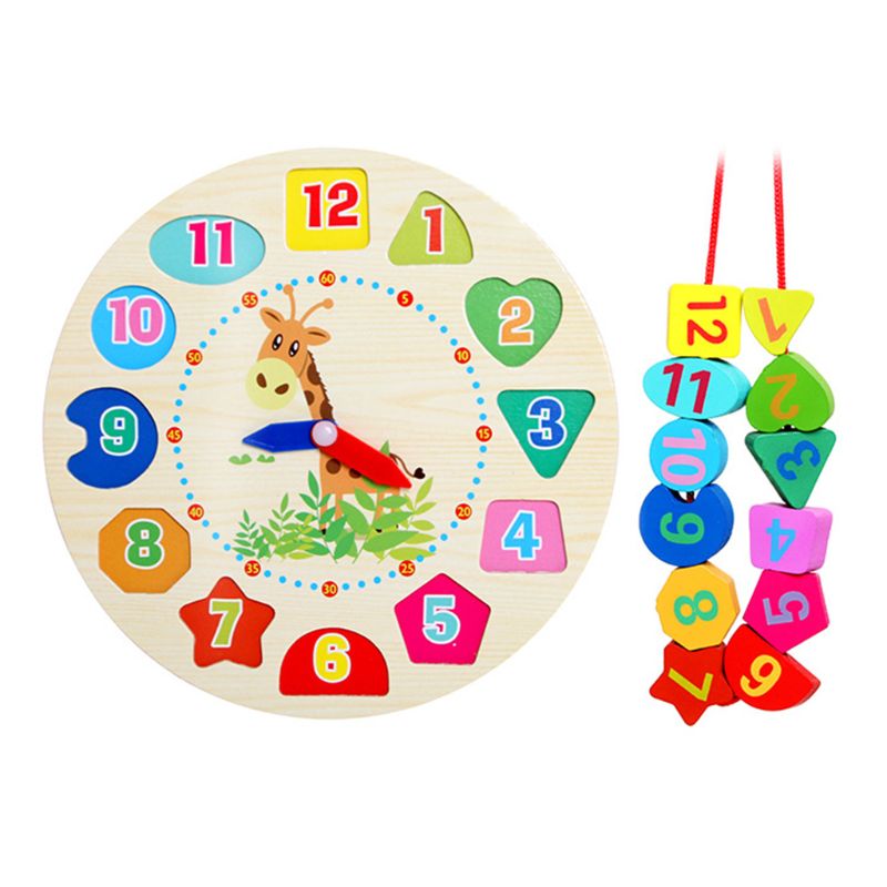 Wooden Clock Educational Learning Sorting Clock Puzzle Play Toy for Toddler Baby