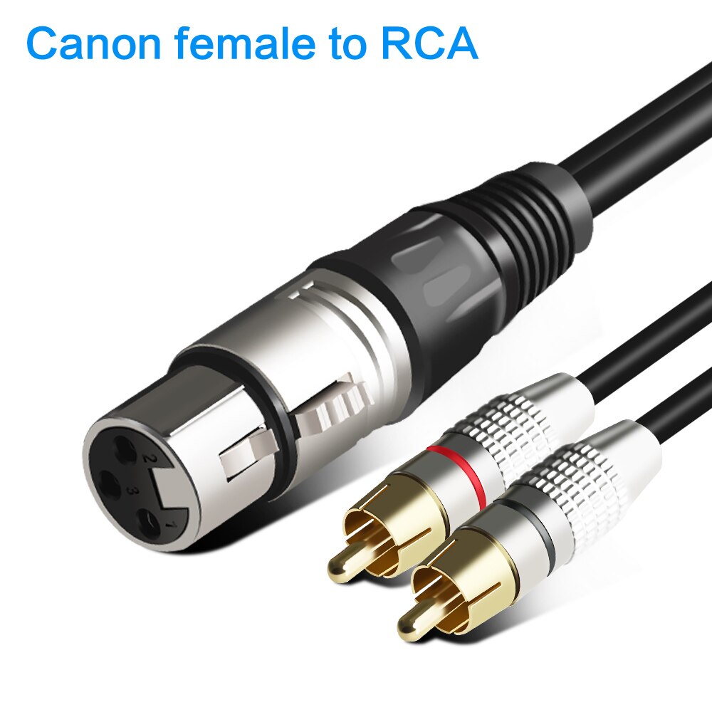 XLR to Dual RCA Audio Cable 2 RCA Male to XLR 3 Pin Female Cannon Amplifier Mixing Plug Cable 1m 1.5m 2m 3m 5m 8m Cannon cable: Cannon Female to2RCA / 3m