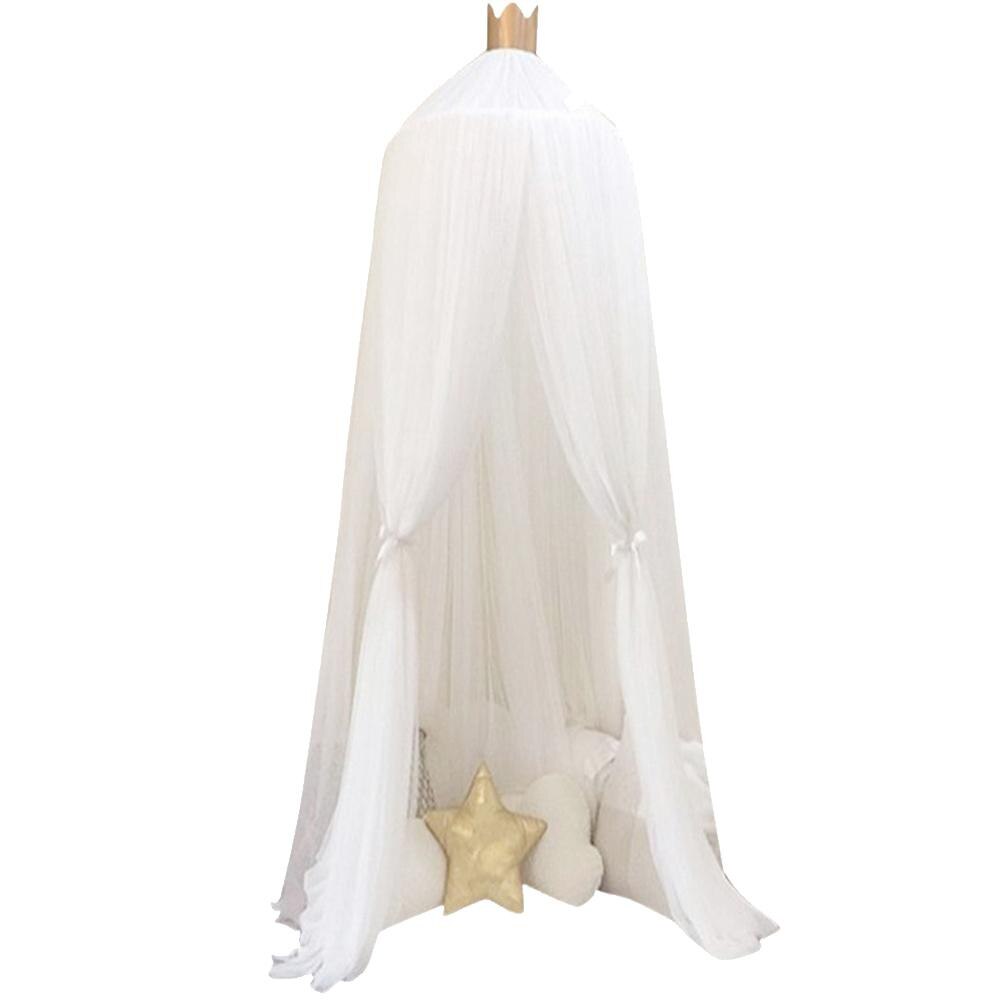 DishyKooker-moustiquaire pour enfants | Ronde, Top de tente en maille à 7 couches, couvre-lit, décoration de dôme, princesse Dream: White