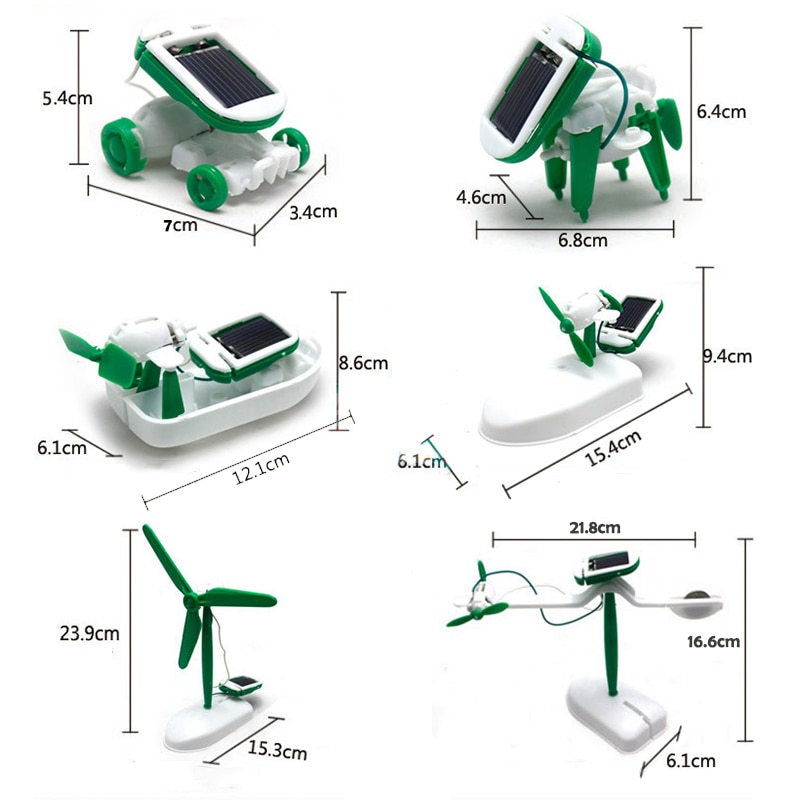 6 IN 1 Solar Robot Model Kit Science Toys for Children DIY Assemble Airplane Boat Car Train Model Educational Christmas