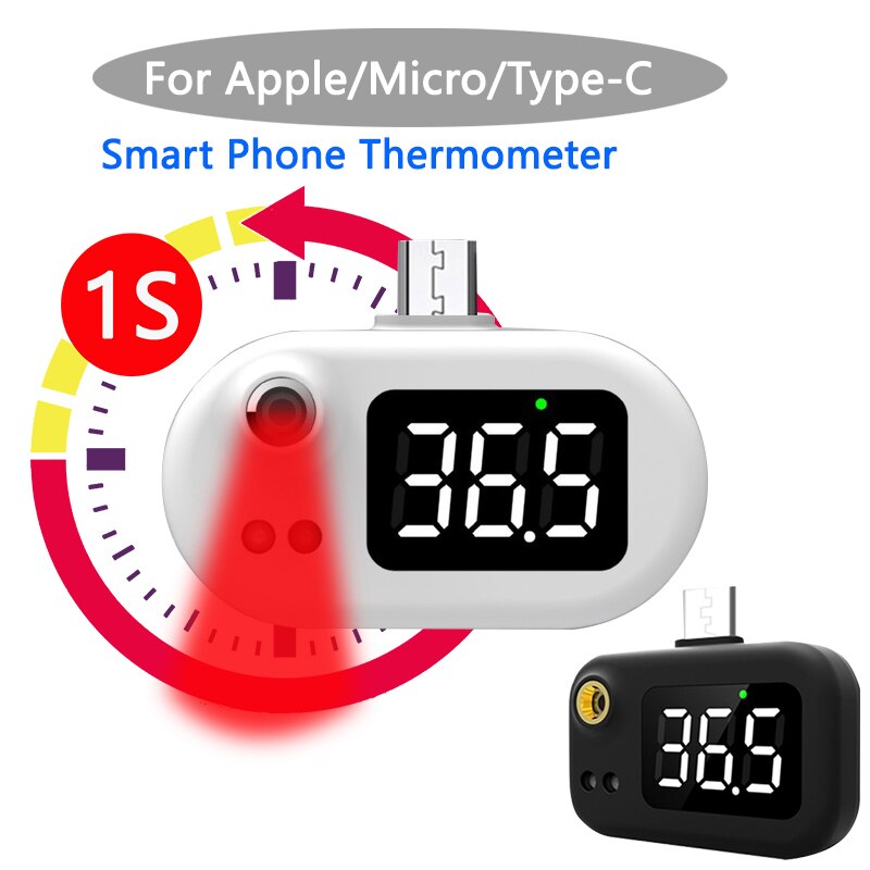 USB Thermometer Intelligent Portable Mini Cell Phone Thermometer Non-contact Type Infrared Thermometer for apple micro type-c