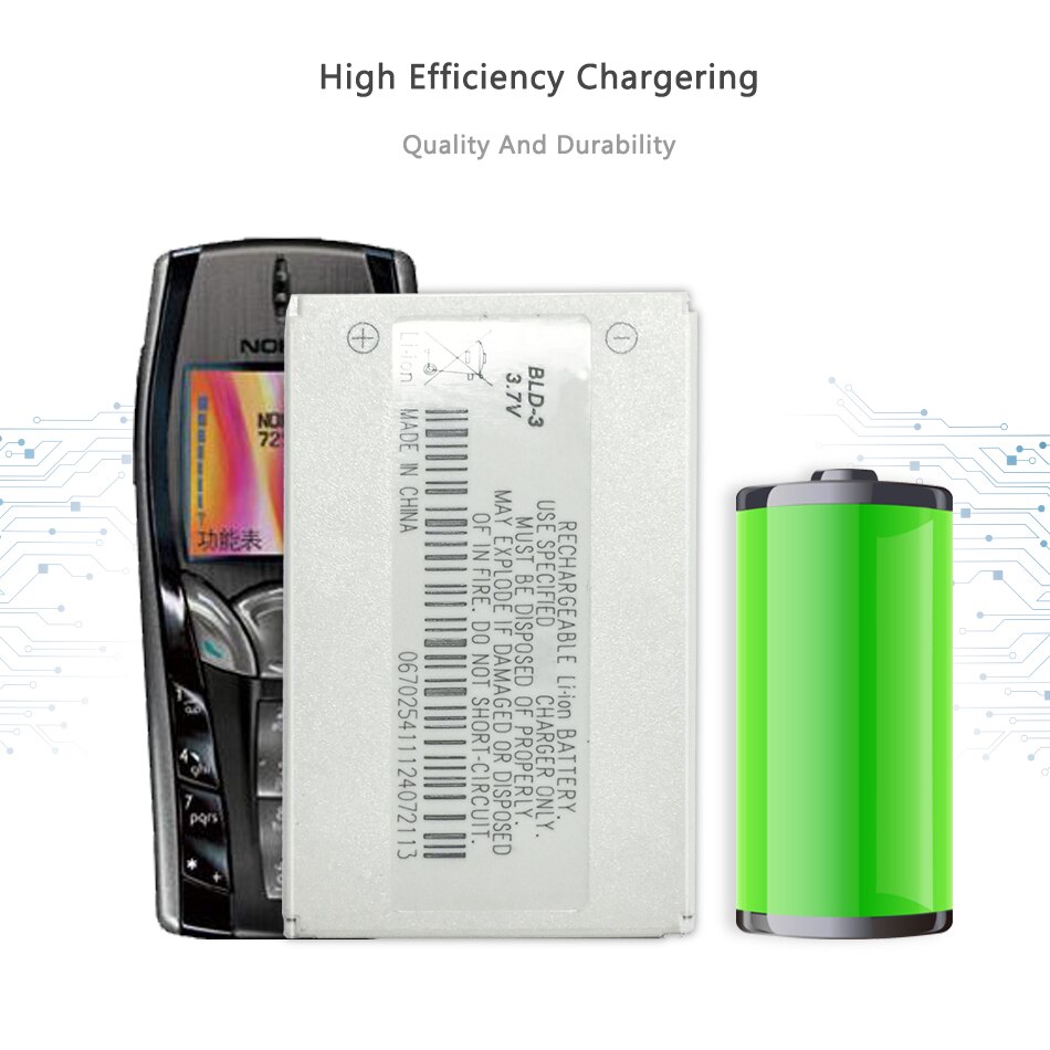 BLD-3 battery for Nokia 7210 3300 2100 6220 6200 6610 6610 7250 I6260 6610i 7250i Battery BLD3 BLD 3