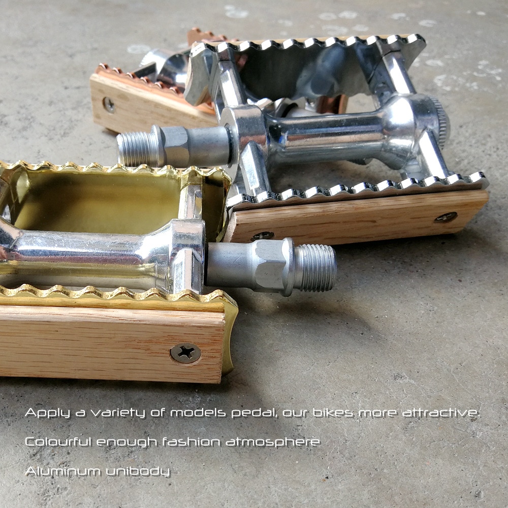 Shanmashi retro cykelpedaler ultralätt cykel aluminiumlegering mtb racercykelpedal cykling klassiska trästilar halkfri pedal