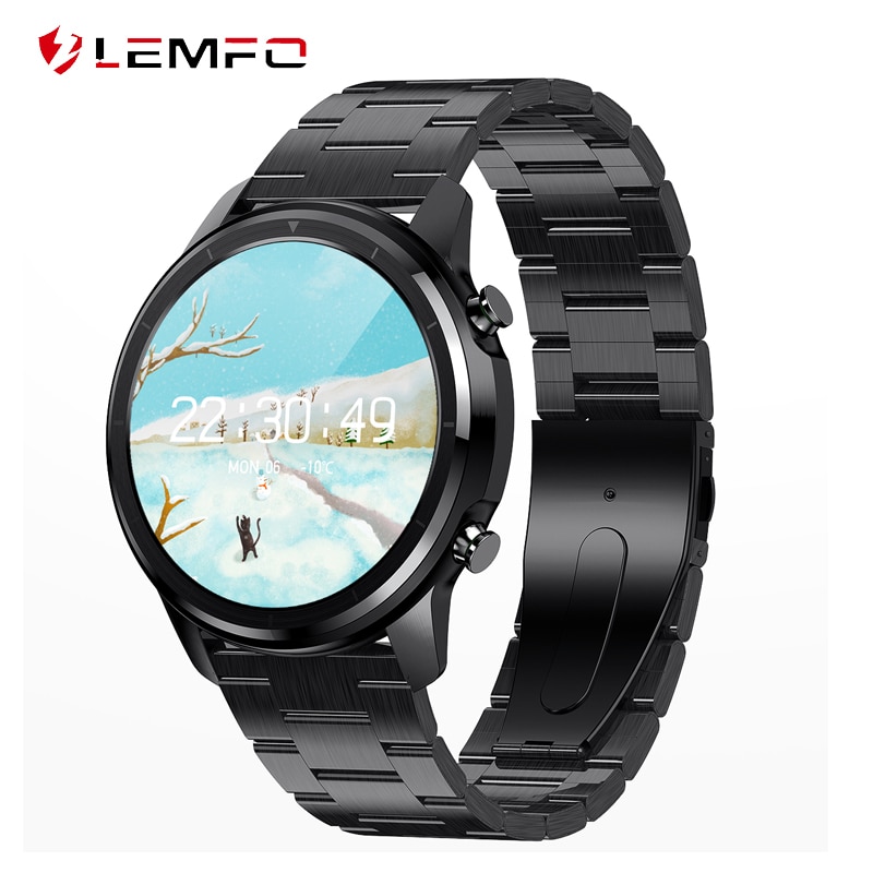 LEMFO montre intelligente fréquence cardiaque pression artérielle oxygène plein rond HD écran tactile 360*360 affichage météo Smartwatch affaires