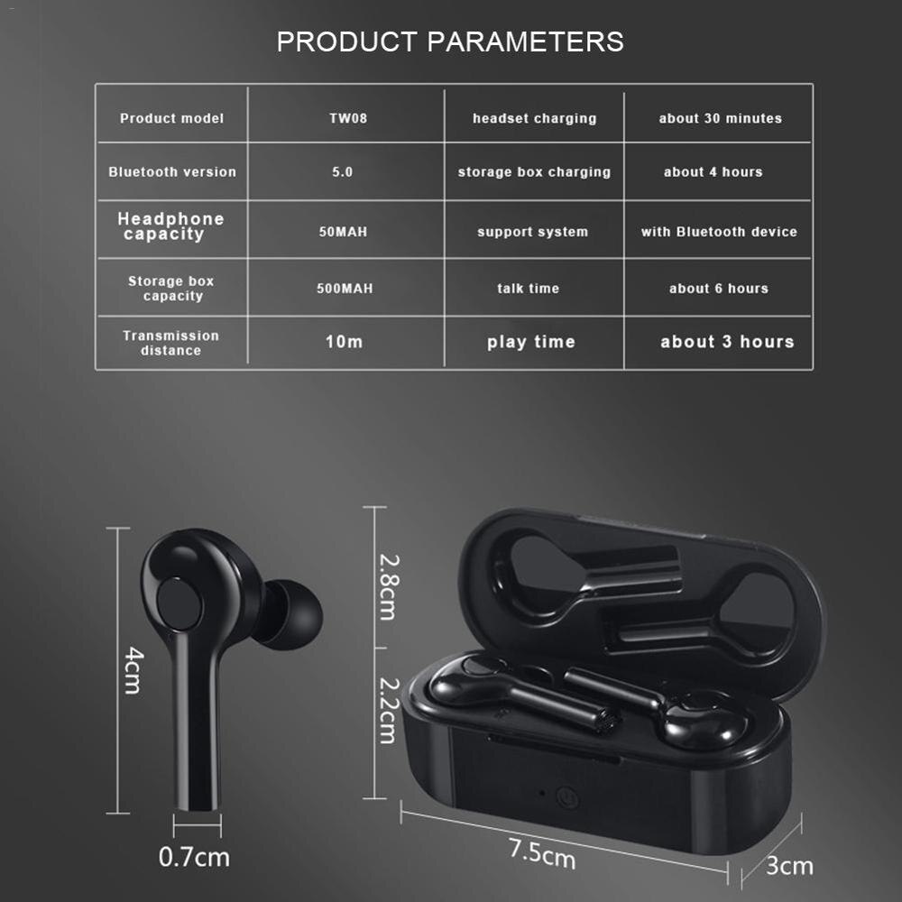 Vertaling Oortelefoon Tws Bluetooth 5.0 Oortelefoon Stereo Ruisonderdrukking Draadloze Koptelefoon Sport Headset Met Opladen Bin