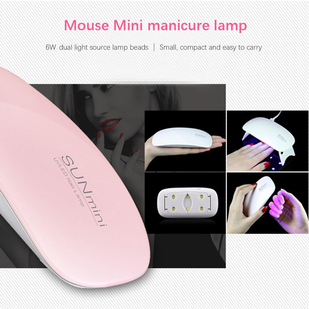 6w mini uv led negletørrer usb drevet manicure gel lak hærdningslampe neglesalon neglelampe lak hærdende bagelys