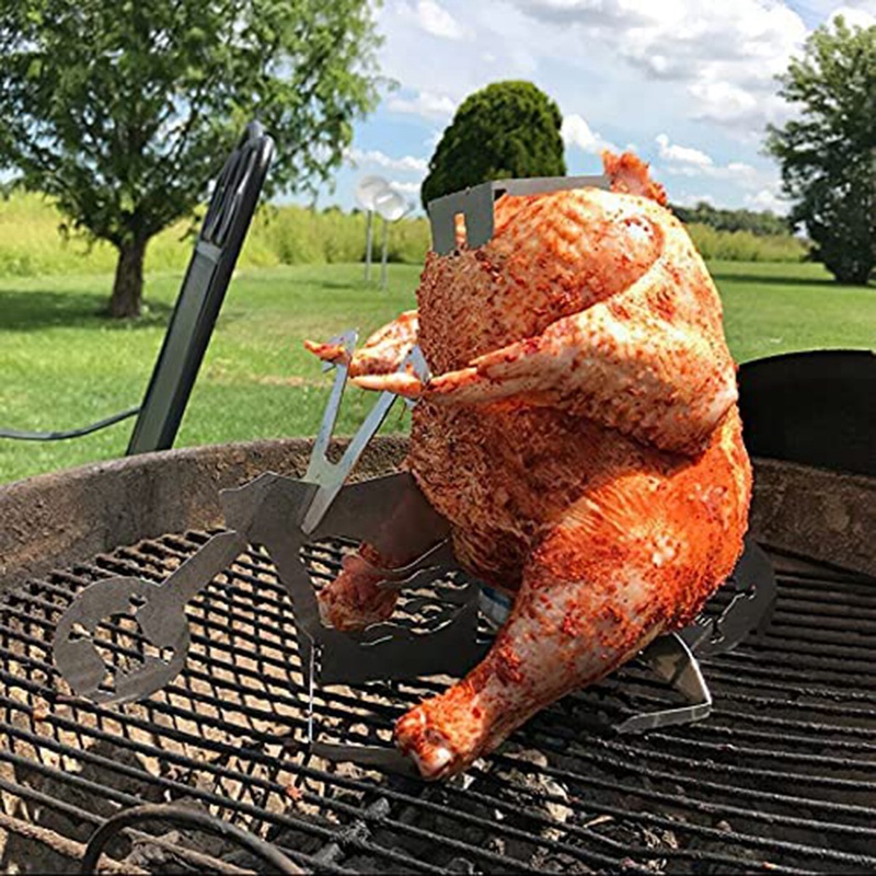 Portable BBQ Barbecue Chicken Stand Outdoors Grill For Bbq Motorcycle Model Stainless Steel Grill Kitchen Accessories
