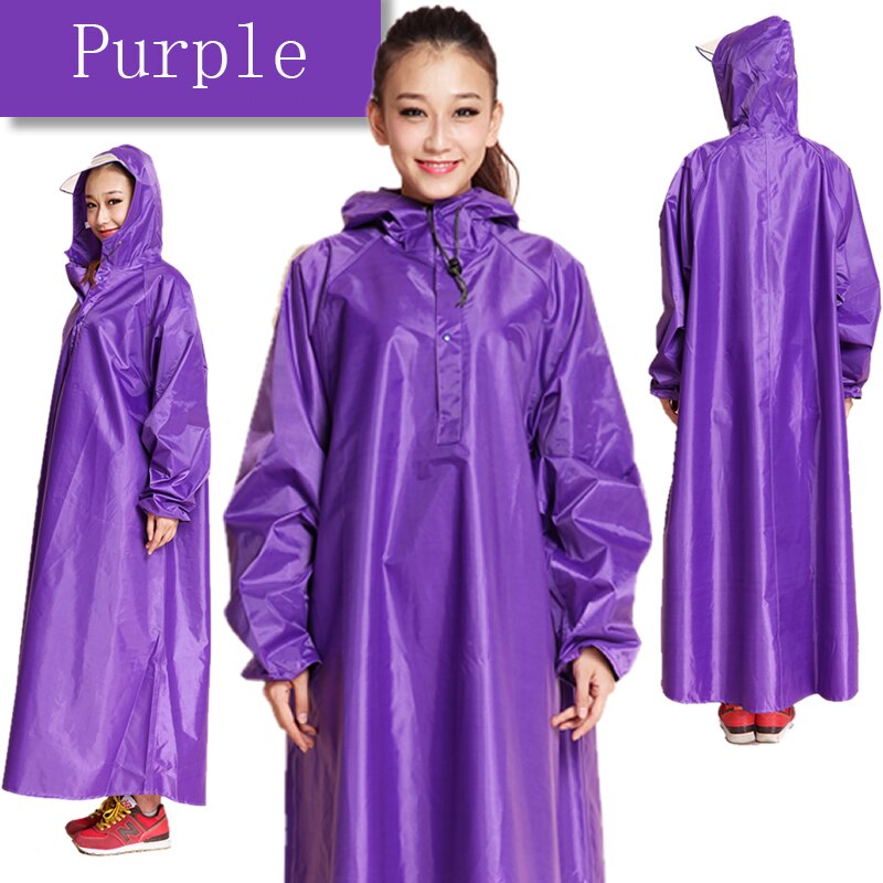 Regenjas Lange Vrouwen Regen Pak Wandelen Verhogen Motorfiets Singles Man Fietsen Regen Jas Meisjes Met Manchet Poncho Regen Jas: PURPLE / XXXL