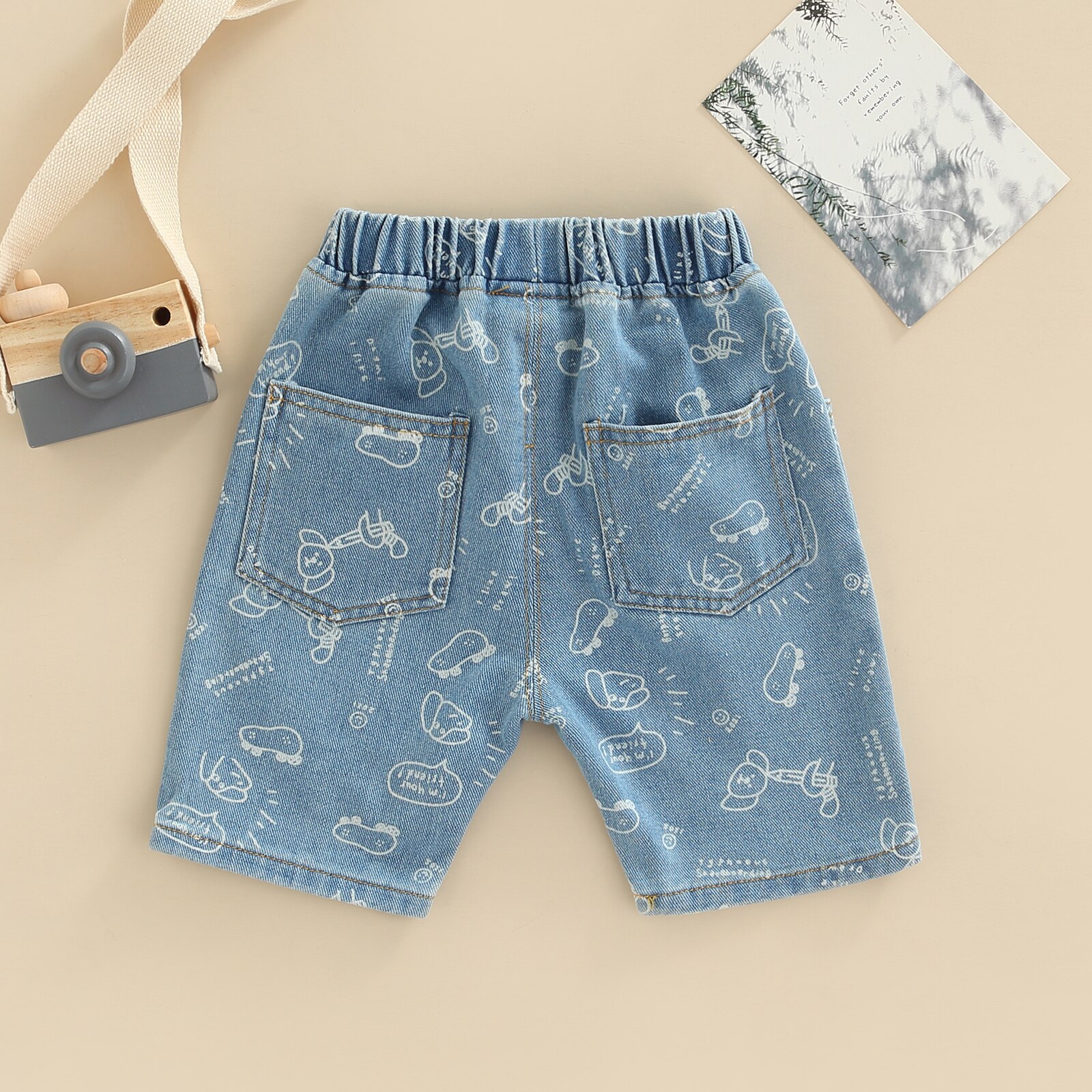 New Summer Kids Boy Denim Shorts bambini vita elastica Casual Cartoon Animal Pattern pantaloni stampati con tasche