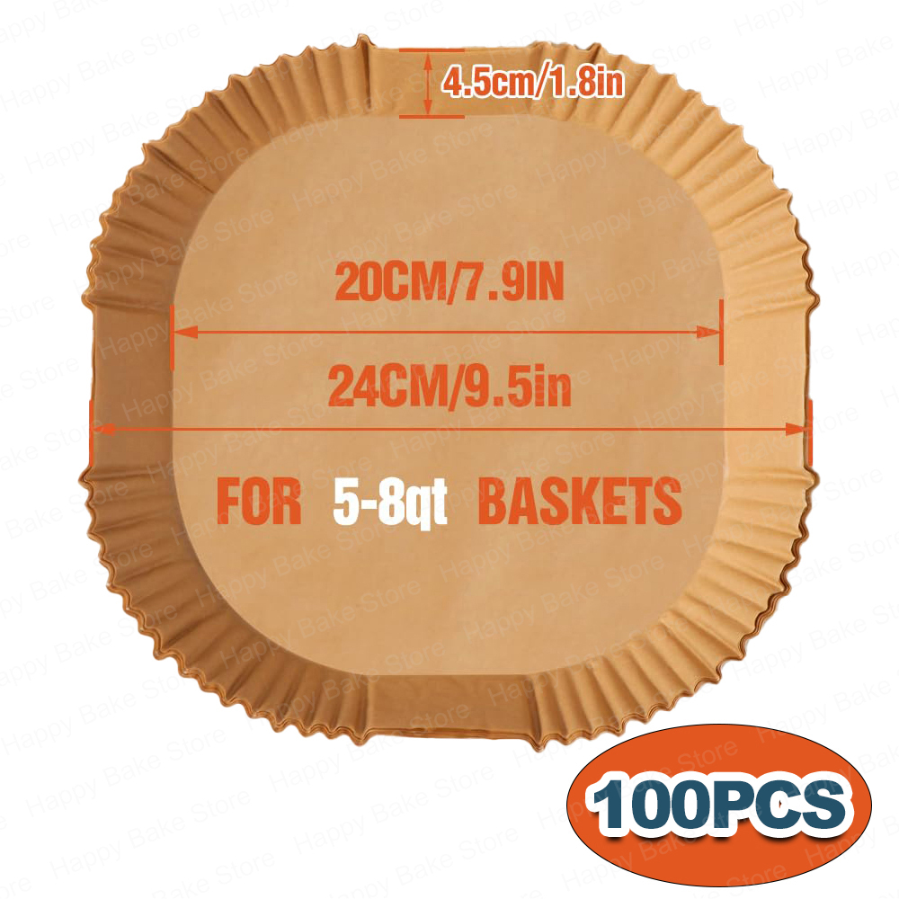 Carta da forno per friggitrice ad aria quadrata da 20 cm Carta pergamena perforata antiaderente usa e getta per friggitrice senza olio da 5-8 litri, forno, microonde: Cioccolato