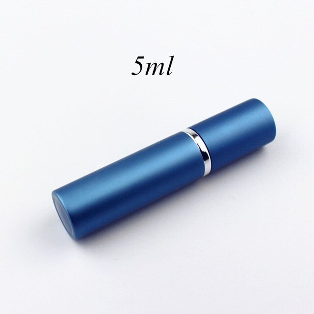 5ml 10ml parfum glazen fles reis aluminium spray verstuiver lege metalen parfum verstuiver draagbare: Blauw -5ml