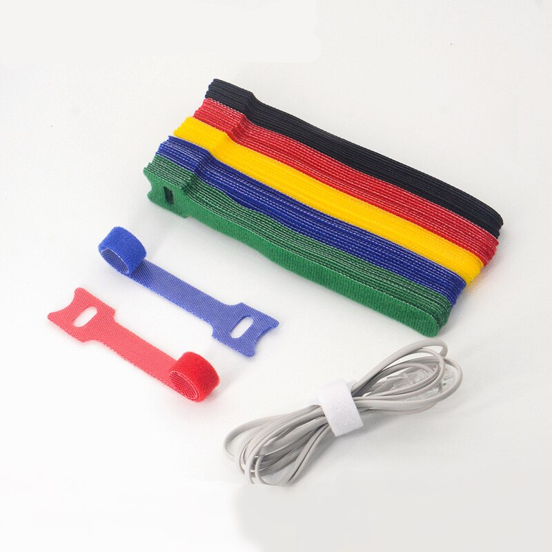 100 Pcs Nylon Herbruikbare T-Type Klittenband Kabelbinder Terug Naar Dubbelzijdig Kabelbinders datakabel Power Organizer