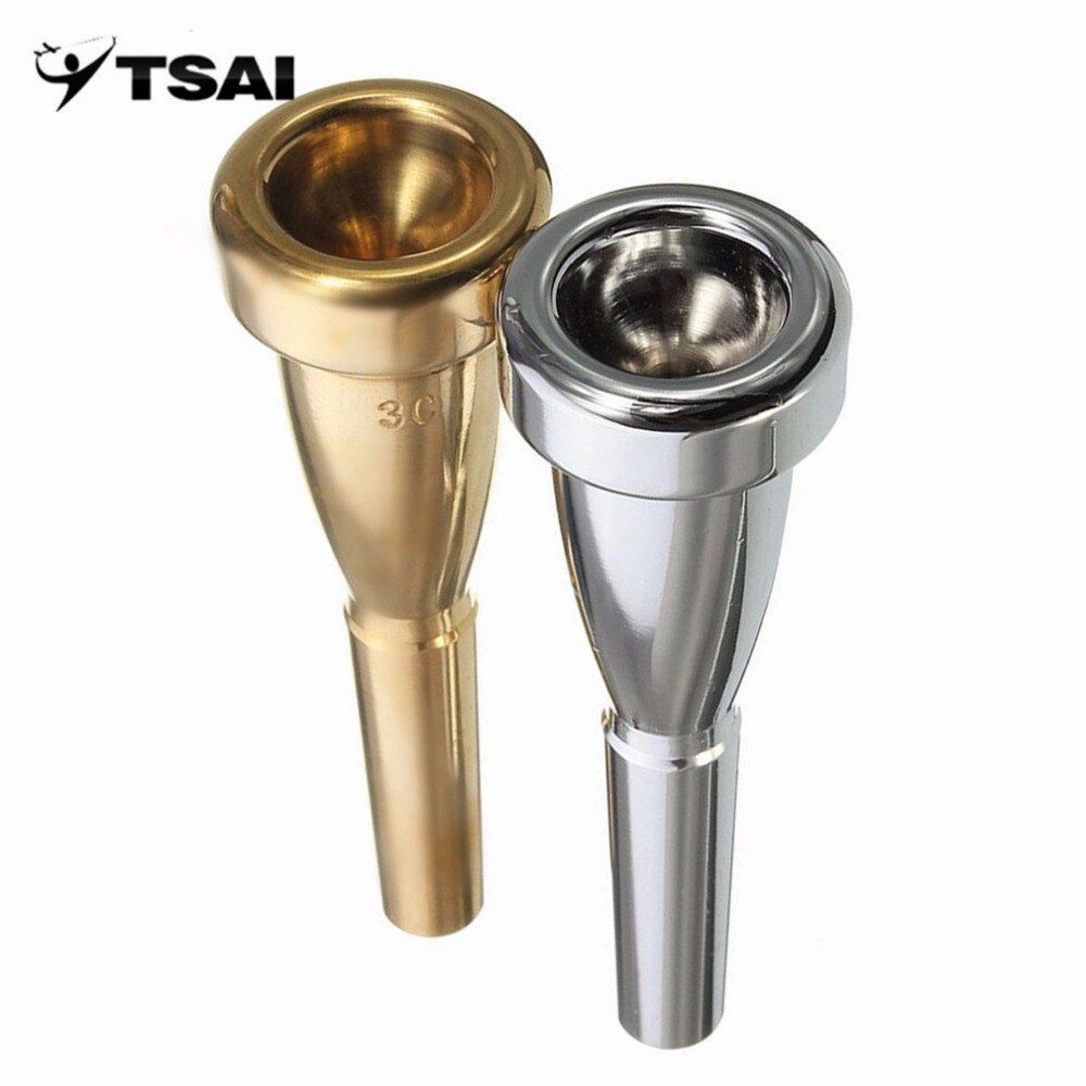Boquilla de trompeta, tamaño moscada 3C, para principiantes de Bach, accesorios musicales de trompeta, piezas prácticas de oro y plata