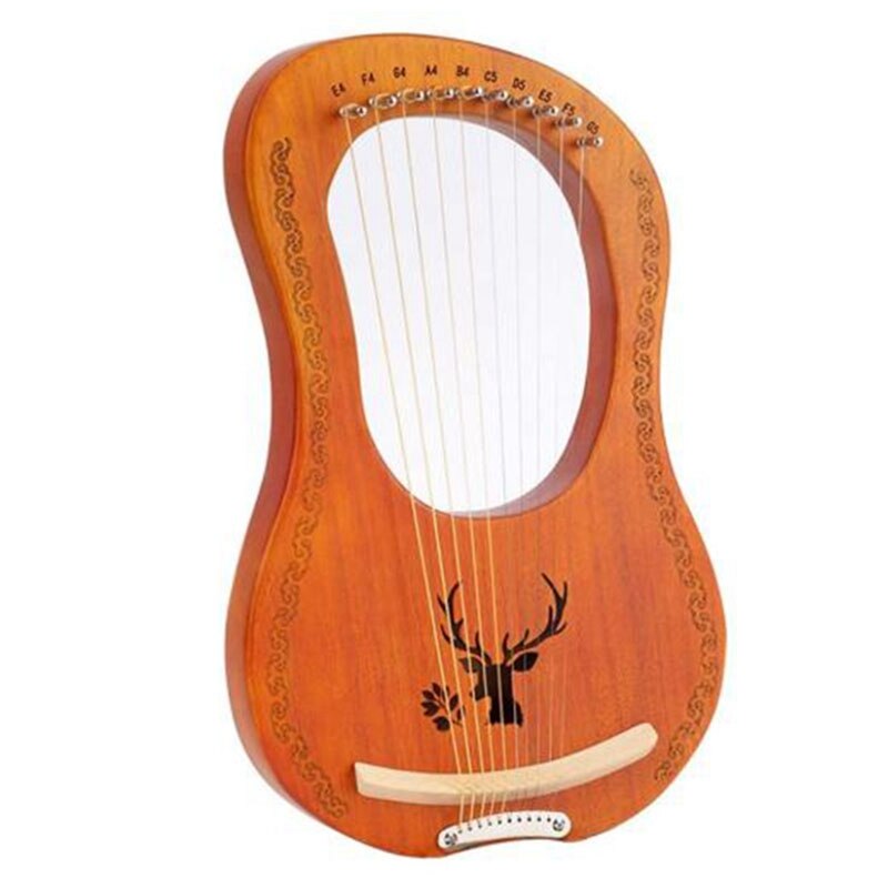 Arpa Lira a 10 Corde - Eptacordo in Mogano con Toni Incisi e Chiave di Accordatura per Amanti della Musica