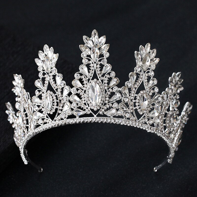 Barok luksus krystal stor brude tiaras krone rhinestone festtøj diadem pandebånd bryllup hår tilbehør tiara de noiva