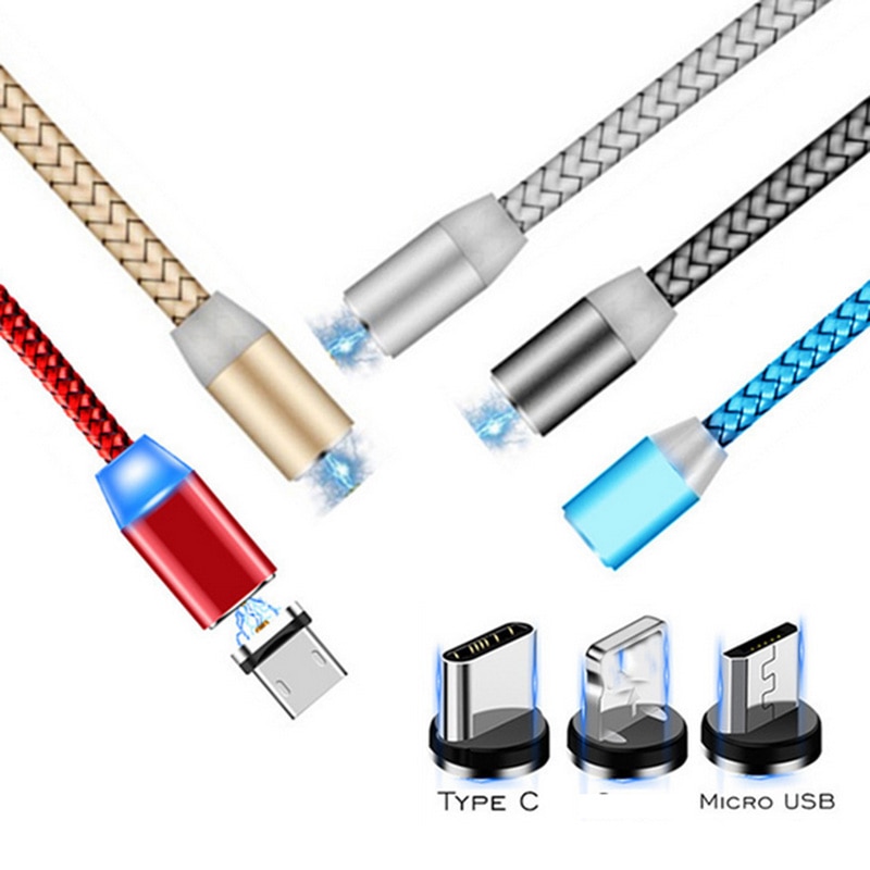 Prise de câble magnétique ronde 8 broches Type C Micro USB C bouchons prise de chargeur magnétique de téléphone de charge rapide pour iPhone 1m ligne chargering