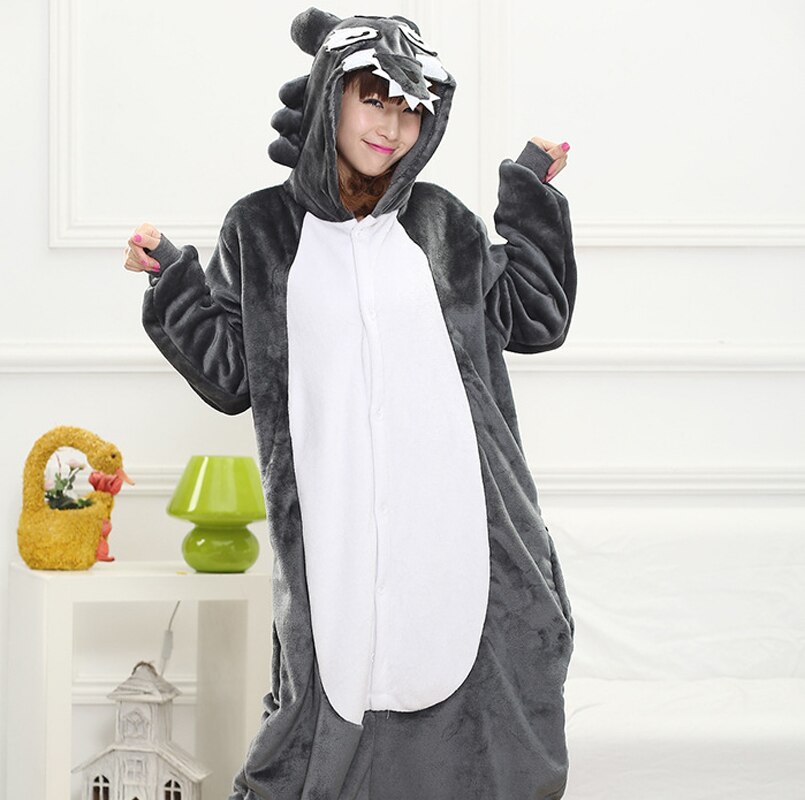 Adult Animal Timber Wolf Pajamas For Women Unisex Cosplay Costume Winter Warm Funny Onesie Christmas Sleepwear