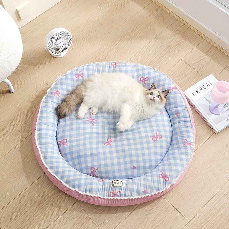 Zomerhondenbed voor kleine middelgrote honden Koelmat Verfrissend bed voor puppy Kitten schoon te maken Rond kattenkussen Huisdier Kalmerende bank
