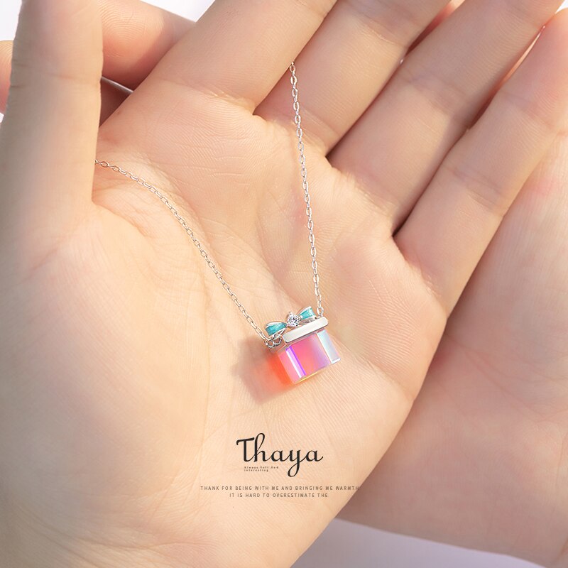 Thaya Color Light Bow Necklace 925 Silver Bohemia Interesting Color Prism Necklace for Women Special Jewelry