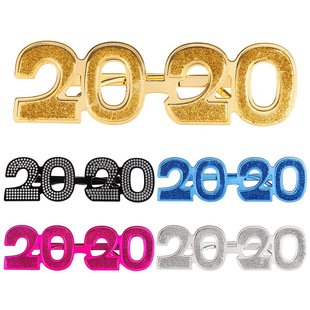 Jaar Lenzenvloeistof Grappige Glitter Eyewear Oudejaarsavond Party Bril Foto Prop Voor Gelukkig Nieuwjaar