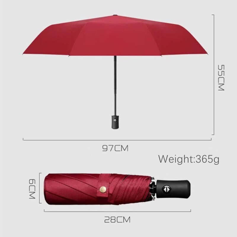 Strong Windproof Double Automatic 3 Folding Umbrella Female Male 8K Car Luxury Large Parasol Rain Women Men Business Umbrellas