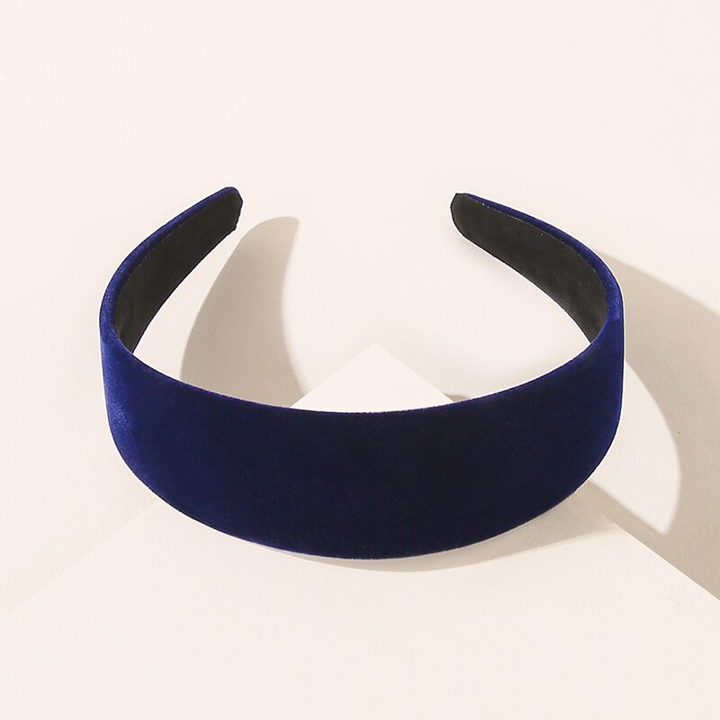 Diadema de terciopelo para mujer, diadema de Lazo Rojo de vino negro, bandanas de franela, de Color sólido coletero, accesorios de pelo elegantes: Azul