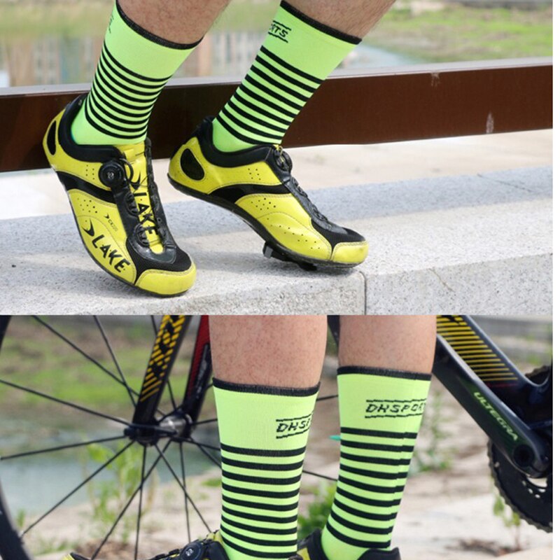 DH SPORT Professionele Fietsen sokken funky thermische sokken Knie-Hoge Sport Running winddicht Compressie racefiets Sokken