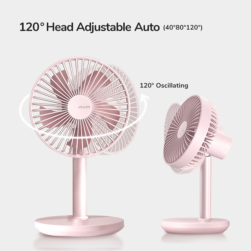 Jisulife Bureau Ventilator Ventilador Portatil Telescopische Vouwen Ventilator Voor Thuis Office 8000Mah Usb Stille Oplaadbare Vloer Fan