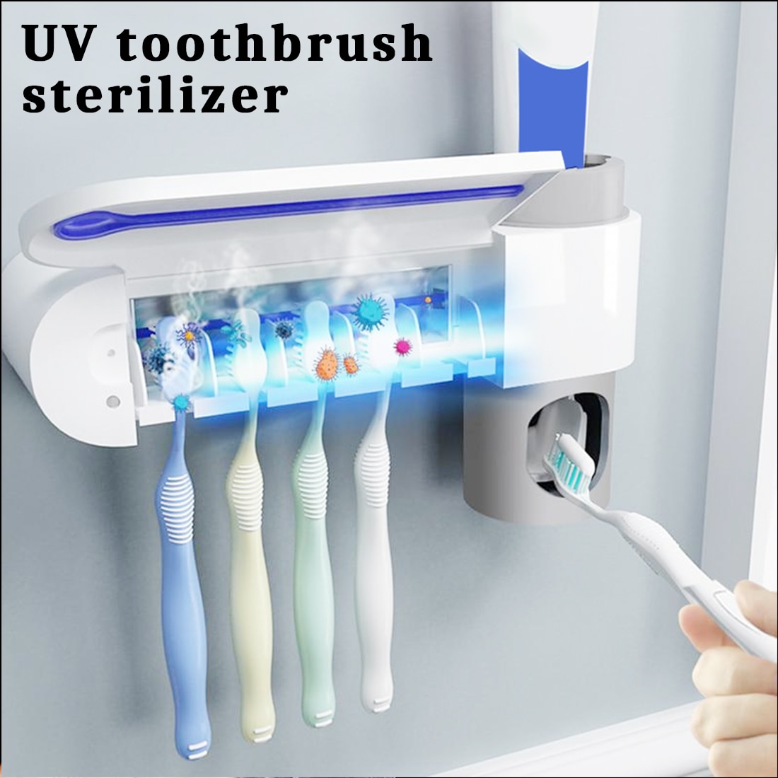 Antibakterier uv sterilisere tandbørsteholder multifunktionelle automatiske tandpasta-pressere dispenser hjemmebadeværelset tilbehørssæt