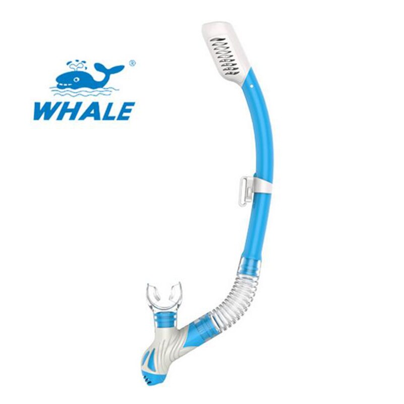 Tubo de respiración para buceo, esnórquel con válvula de boquilla de purga de silicona, 5 colores,: light blue