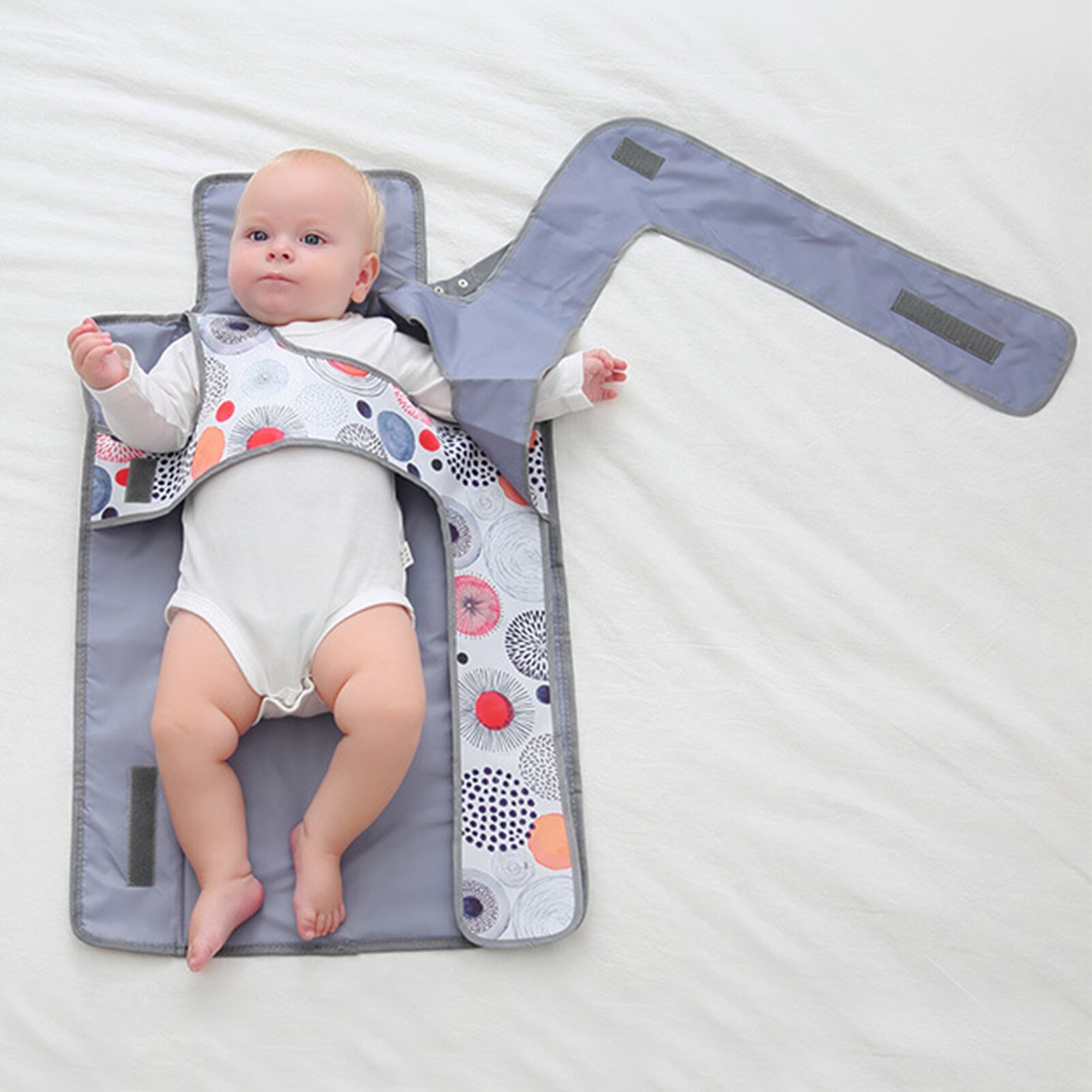 Portable Baby Nappy Changing Pad Waterproof Washable Folding Diaper Change Mat With Built-in Head Cushion &amp; Fixed Strap Suitable