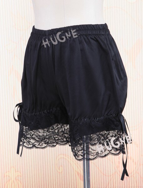 Gothic Black Steampunk lolita pumpkin Bloomers Knickers lace Trim Shorts Bow Ribbon Cotton elastic